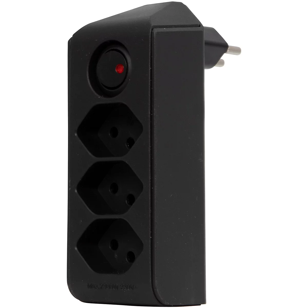 Abzweigstecker brennenstuhl® cleverLINE, 3-fach, um 300° drehbar, mit beleuchtetem Schalter, ohne Aufhänger, IP20, Kunststoff, schwarz