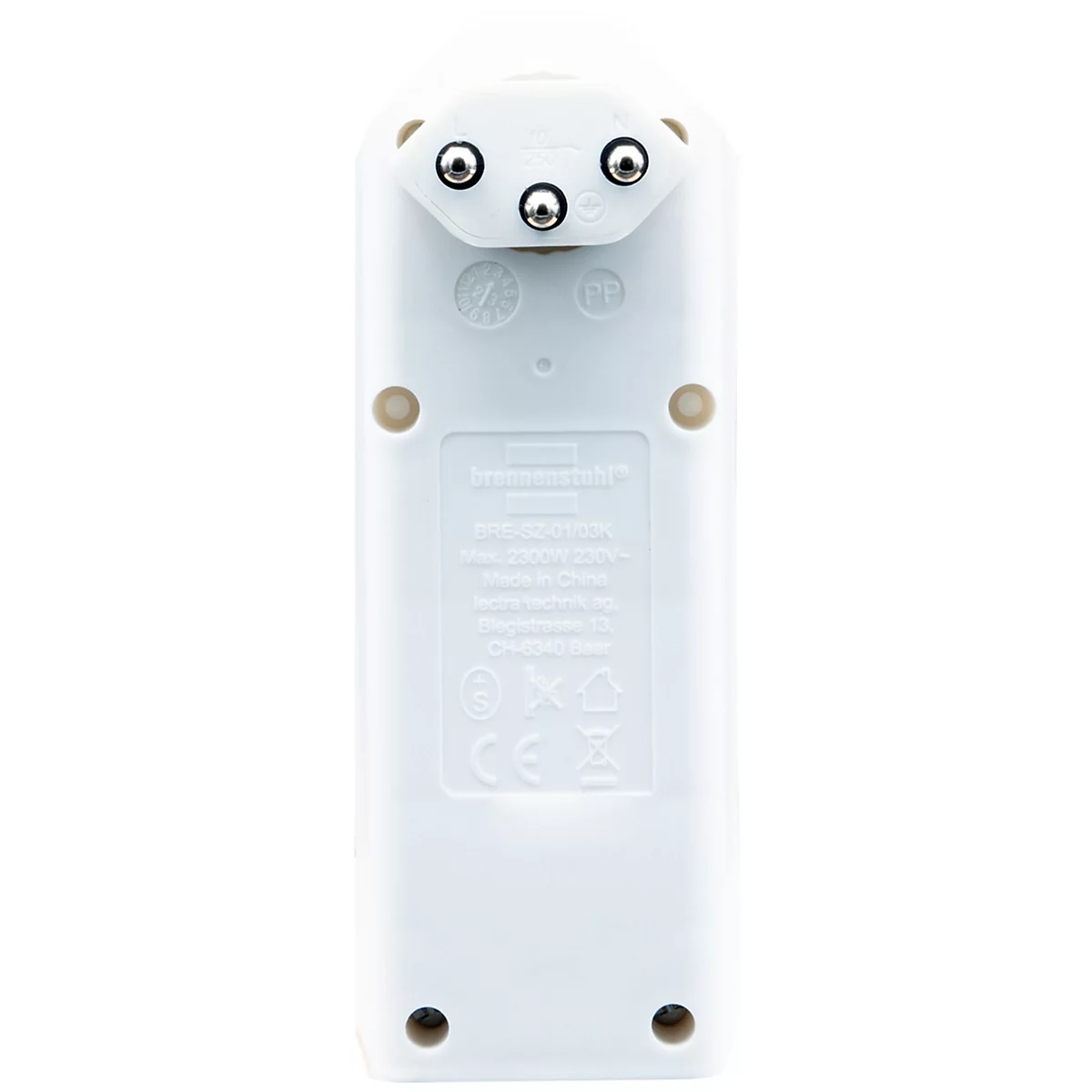 Abzweigstecker brennenstuhl® cleverLINE, 3-fach, um 300° drehbar, mit beleuchtetem Schalter, ohne Aufhänger, IP20, Kunststoff, weiss
