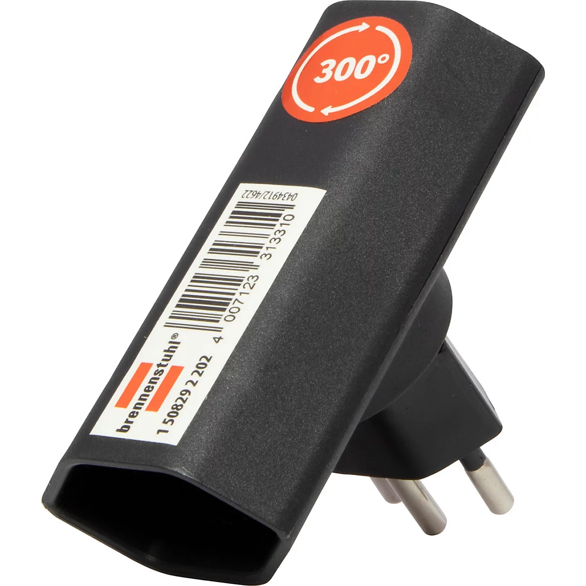 Abzweigstecker brennenstuhl® cleverLINE, extraflach, 2-fach, um 300° drehbar, ohne Aufhänger, IP20, Kunststoff, schwarz