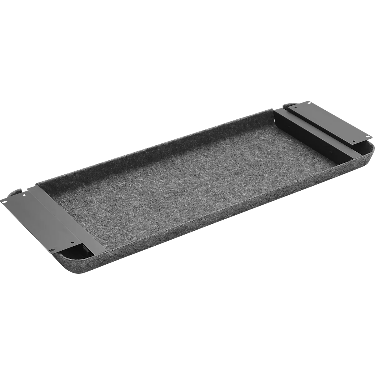 Accessoirelade, voor montage onder bureaus, kogelgelagerd, B 733 x D 260 x H 44 mm, recyclebaar vilt, donkergrijs