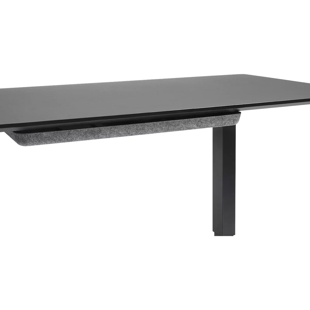 Accessoirelade, voor montage onder bureaus, kogelgelagerd, B 733 x D 260 x H 44 mm, recyclebaar vilt, donkergrijs
