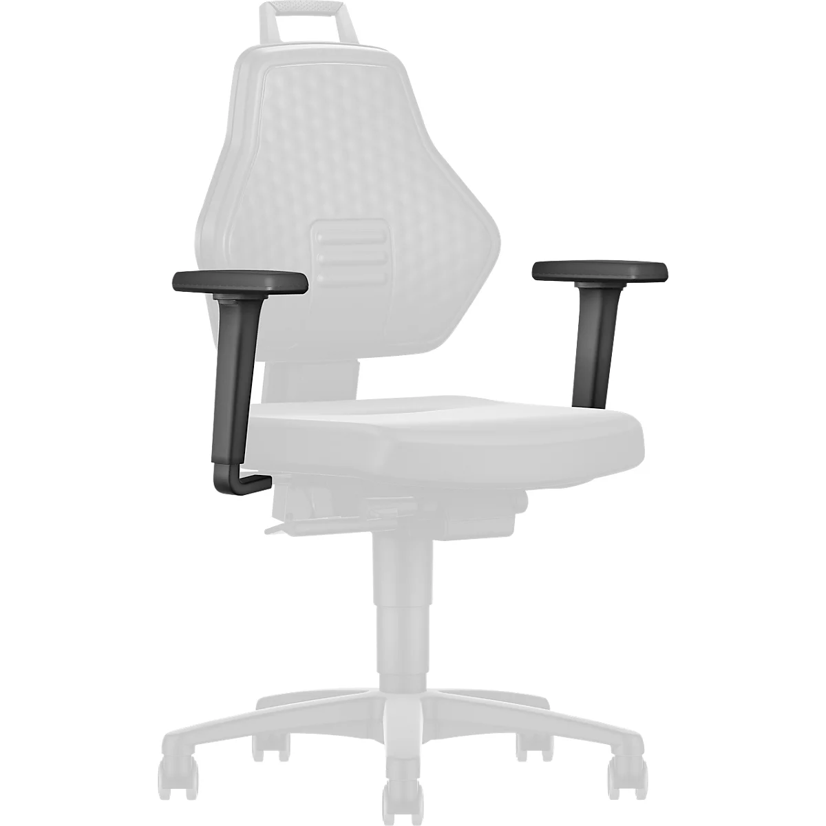 Accoudoirs multifonctions Schäfer Shop Genius, pour chaises de travail Schäfer Shop Genius, 1 paire, réglables en hauteur, en largeur et en profondeur, noir