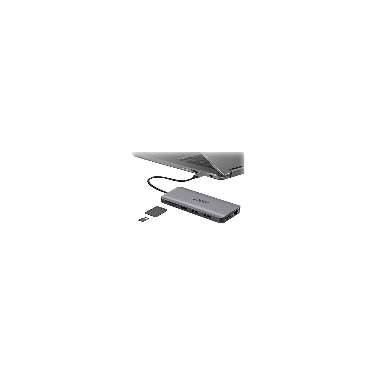 Acer 12-In-1 Type-C Adapter - Dockingstation - USB-C - 2 x HDMI, DP - 1GbE - für Chromebook 51X; Extensa 15; Predator Helios 300; Predator Triton 300; TravelMate Spin B3