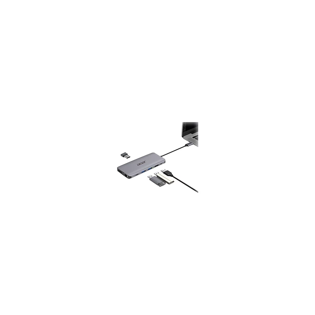 Acer 12-In-1 Type-C Adapter - Dockingstation - USB-C - 2 x HDMI, DP - 1GbE - für Chromebook 51X; Extensa 15; Predator Helios 300; Predator Triton 300; TravelMate Spin B3