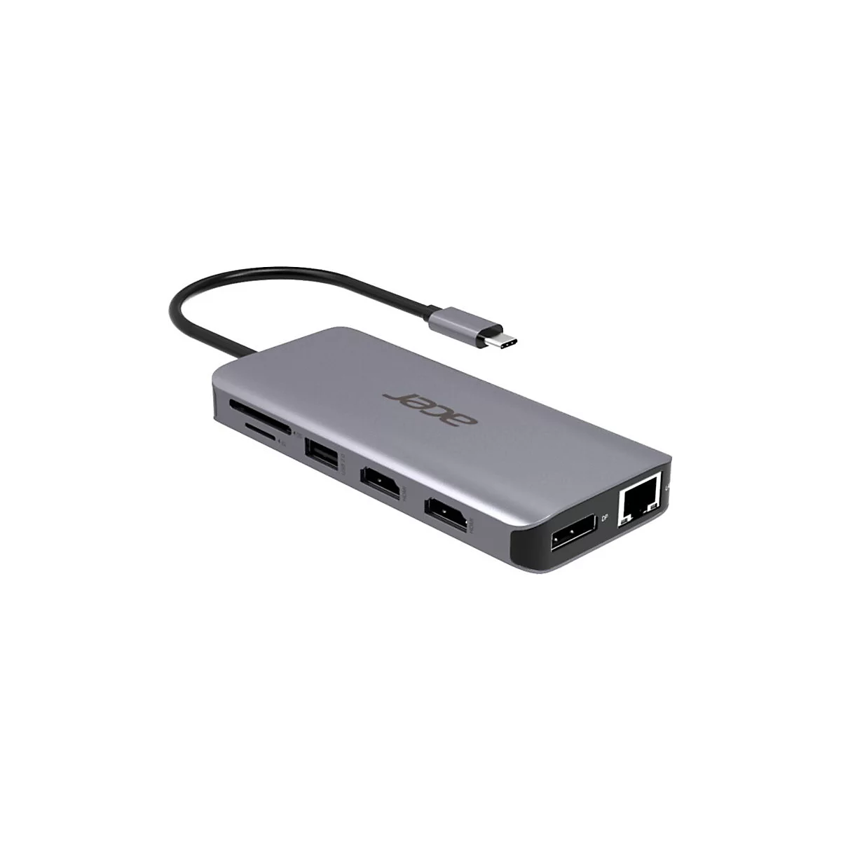 Acer 12-In-1 Type-C Adapter - Dockingstation - USB-C - 2 x HDMI, DP - 1GbE - für Chromebook 51X; Extensa 15; Predator Helios 300; Predator Triton 300; TravelMate Spin B3