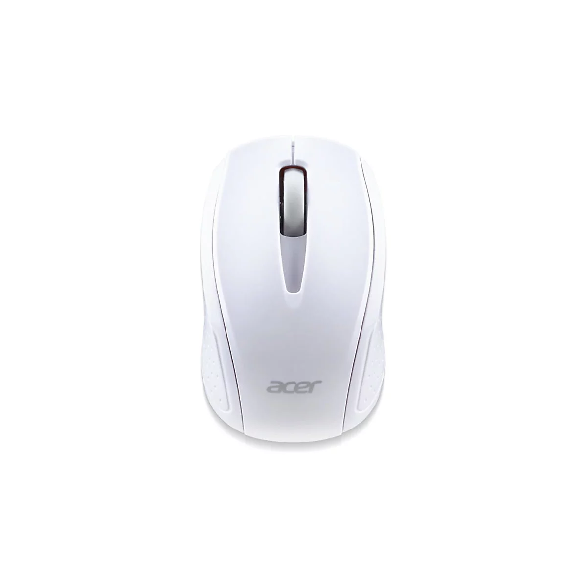 Weiße, schnurlose Acer-Computermaus in der Draufsicht vor weißem Hintergrund.