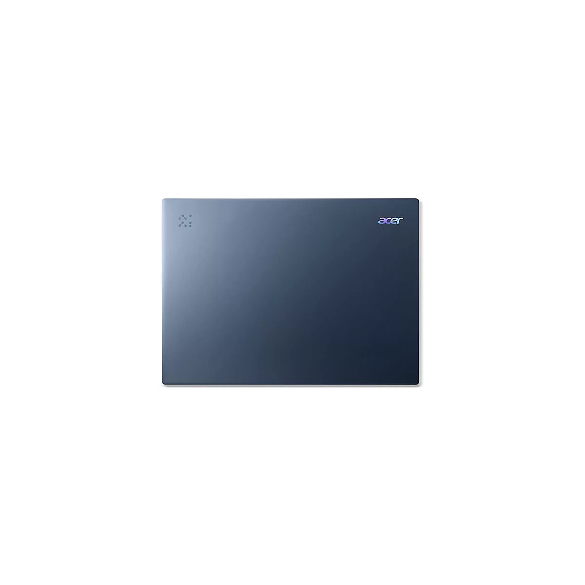 Dunkelblauer Laptop, Top-Ansicht. Mit Acer-Logo und gepunktetem Muster.
