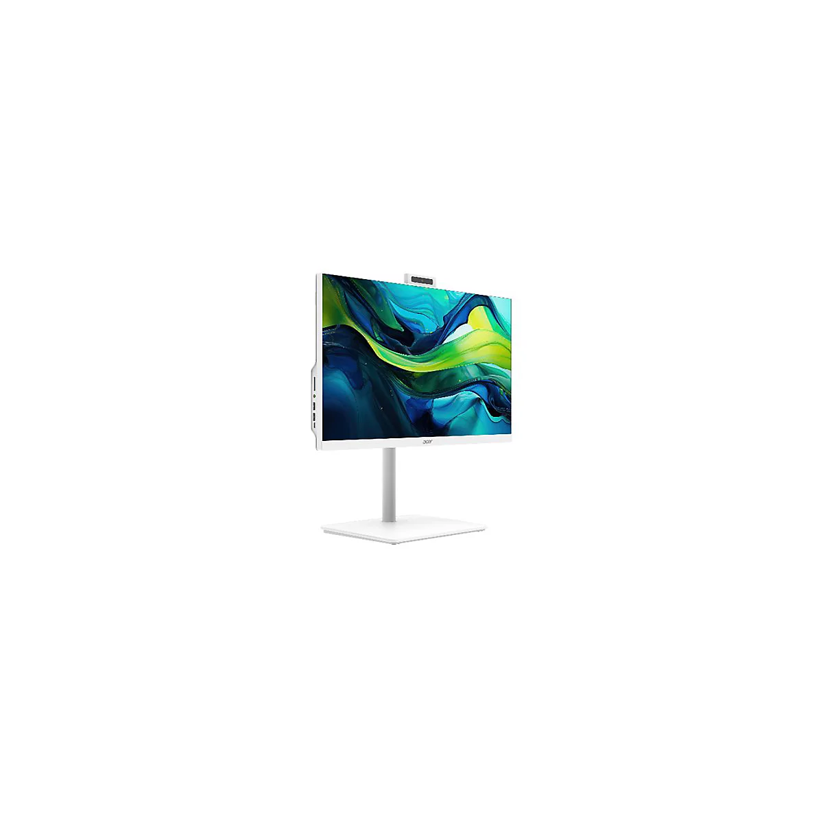 Weißer All-in-One-PC mit einem Standfuß auf weißem Hintergrund, mit Acer-Logo.