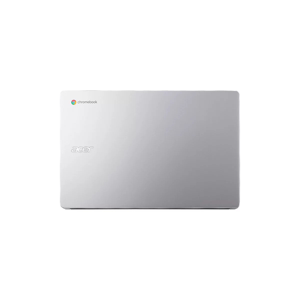 Geschlossener, silberner Laptop; chromebook und acer Logos.