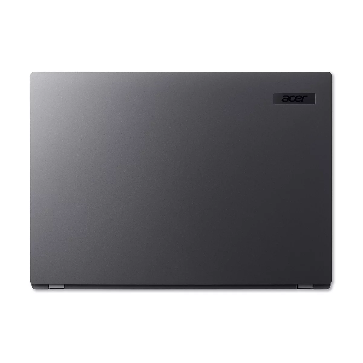 Draufsicht auf ein graues Acer-Laptop. Auf der oberen rechten Ecke befindet sich das Logo "acer".