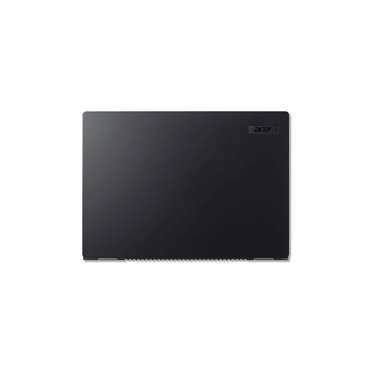 Geschlossener schwarzer Acer-Laptop von oben betrachtet mit dezentem Acer-Logo in der Ecke.