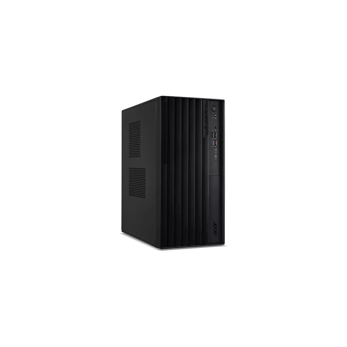 Schwarzer PC-Tower mit Acer-Logo und Vertica Vero-Schriftzug auf weißem Hintergrund.