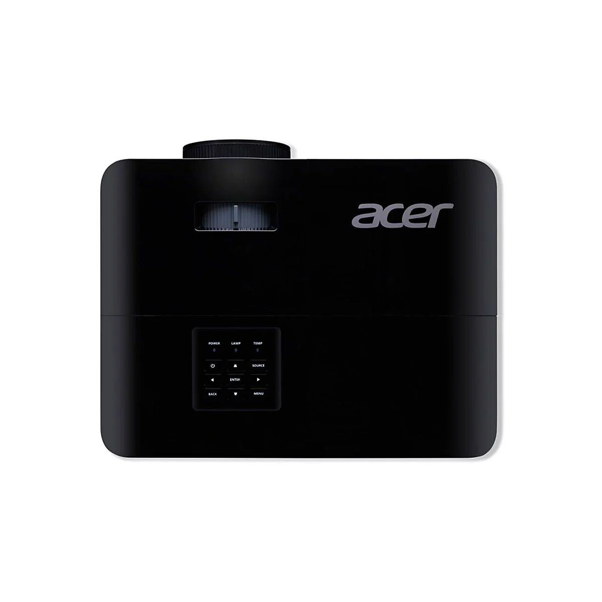 Schwarzer Acer-Projektor mit Tastenfeld und Logo.