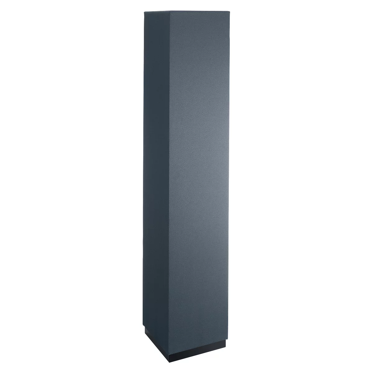 Tall, anthracite-colored cabinet. Rectangular shape, dark grey, standing on a black base.