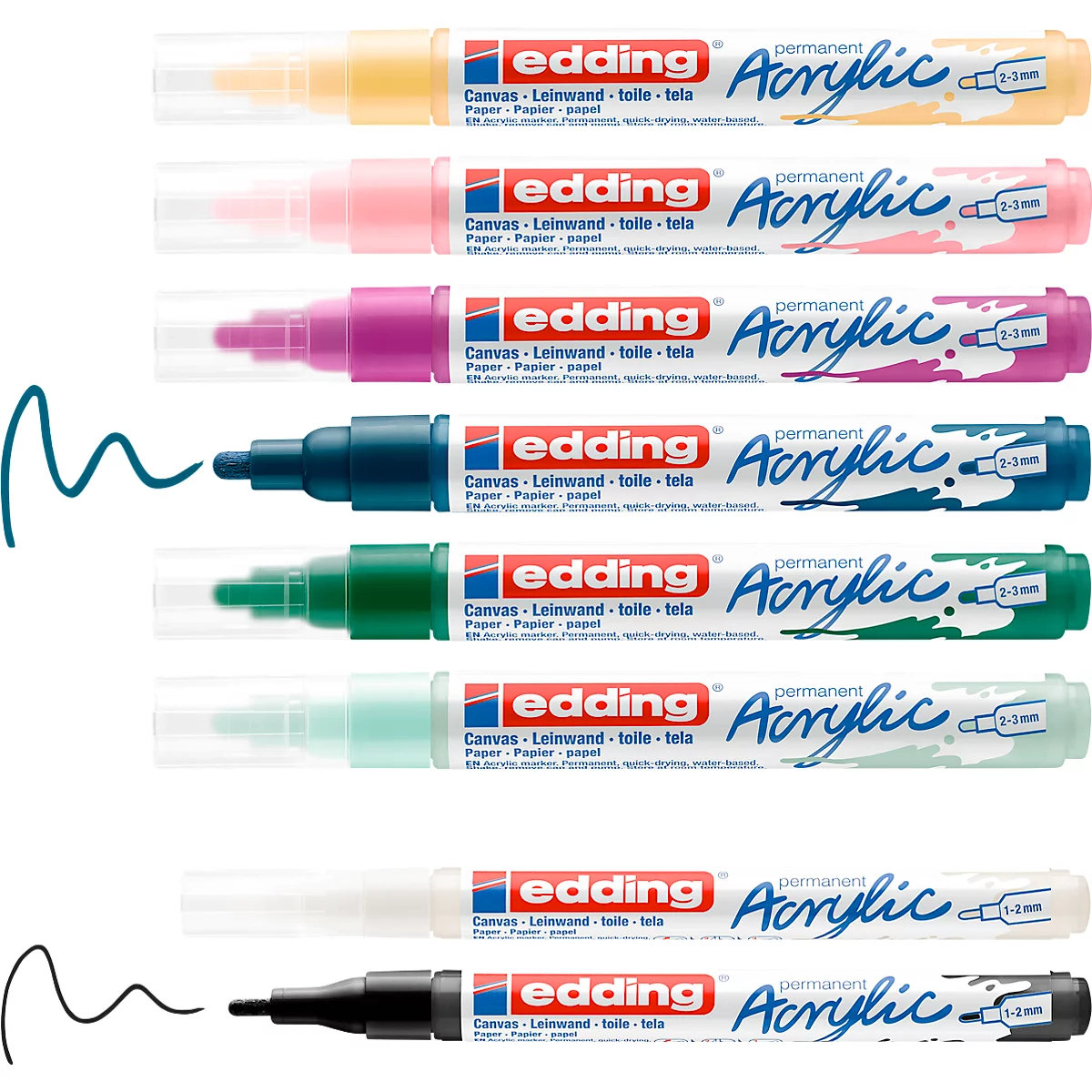 Acrylmarker edding, 8er Set, geeignet für viele Oberflächen, Rundspitze, diverse Farben