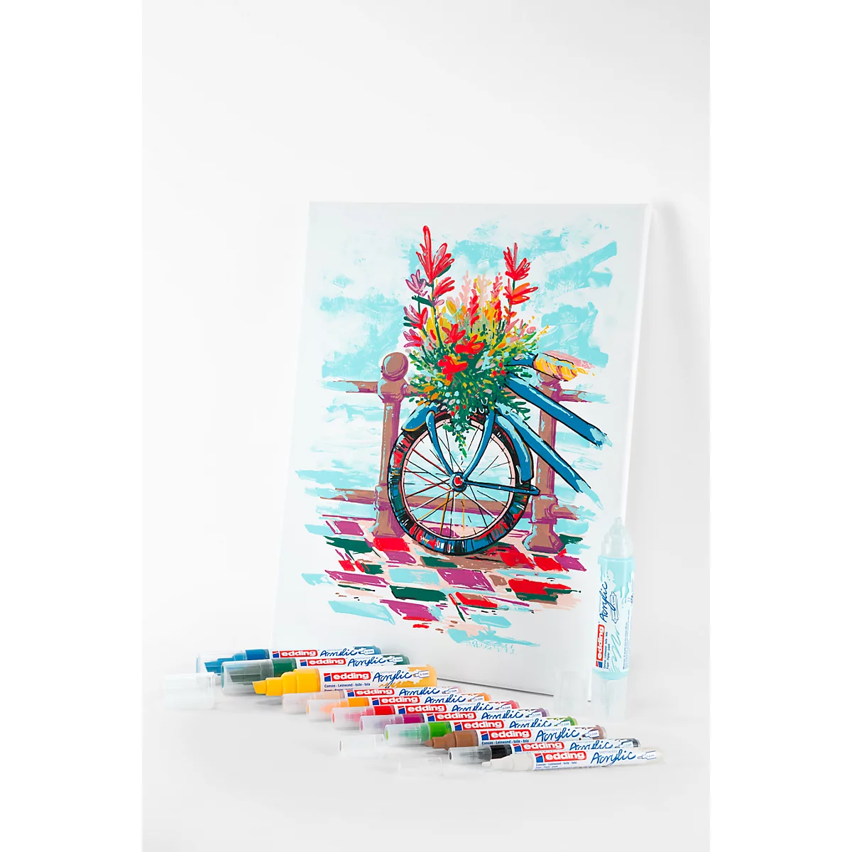 Acrylmarker edding creativ, 12er Set, geeignet für viele Oberflächen, unterschiedliche Strichbreiten, diverse Farben