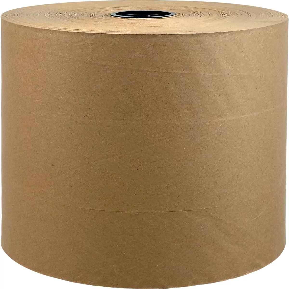 Grote rol bruin verpakkingspapier. Gewikkeld op een zwarte rol.