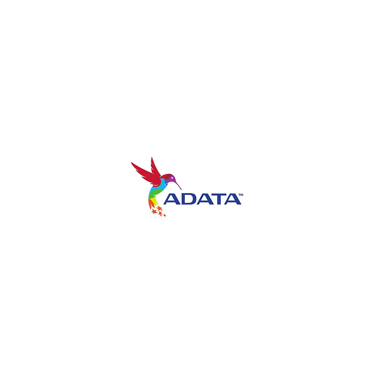 Buntes Kolibri-Logo neben dem blauen Schriftzug ADATA.