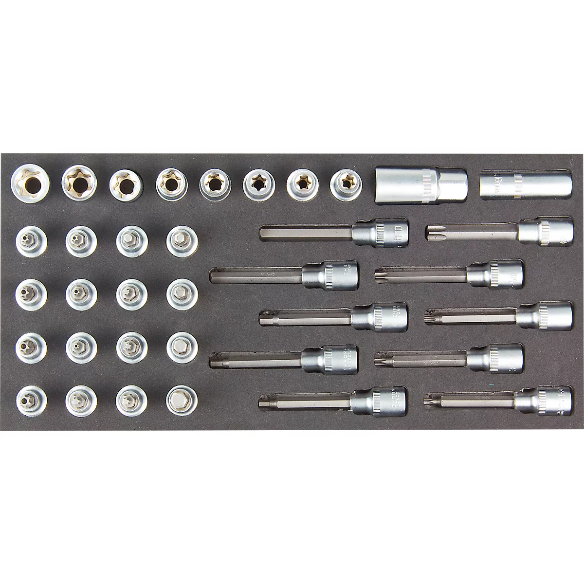ADB Innensechskant/Innensechsrund-Set, 1/2' Antrieb, 36-teilig, Chrom-Vanadium, inkl. Schaumstoffeinlage, L 400 x B 190 x H 35 mm