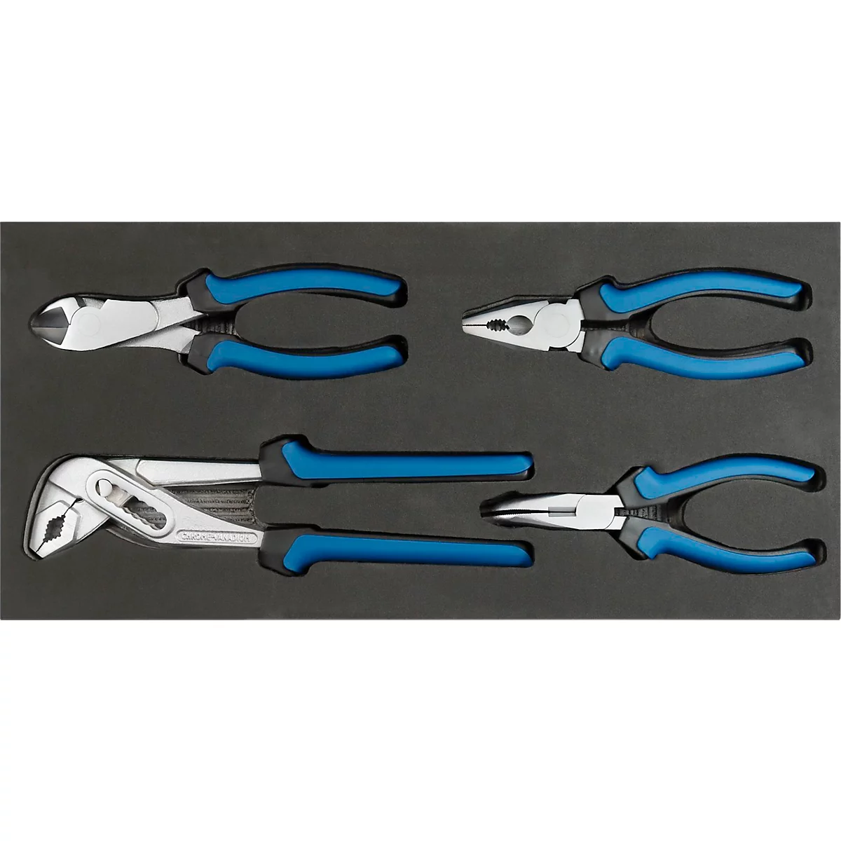 ADB Jeu de pinces, 4 pièces, garniture en mousse, L 400 x l 190 x H 35 mm
