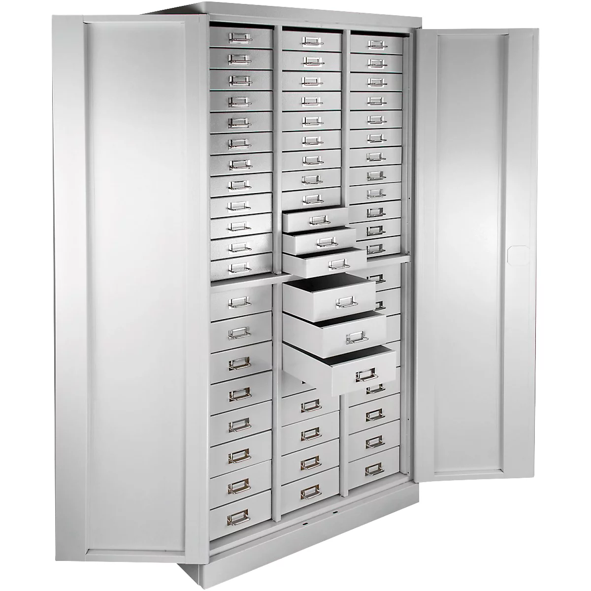 ADB ladekast, 60 laden, cilinderslot, 2-punts vergrendeling, B 800 x D 410 x H 1790 mm, lichtgrijs RAL 7035