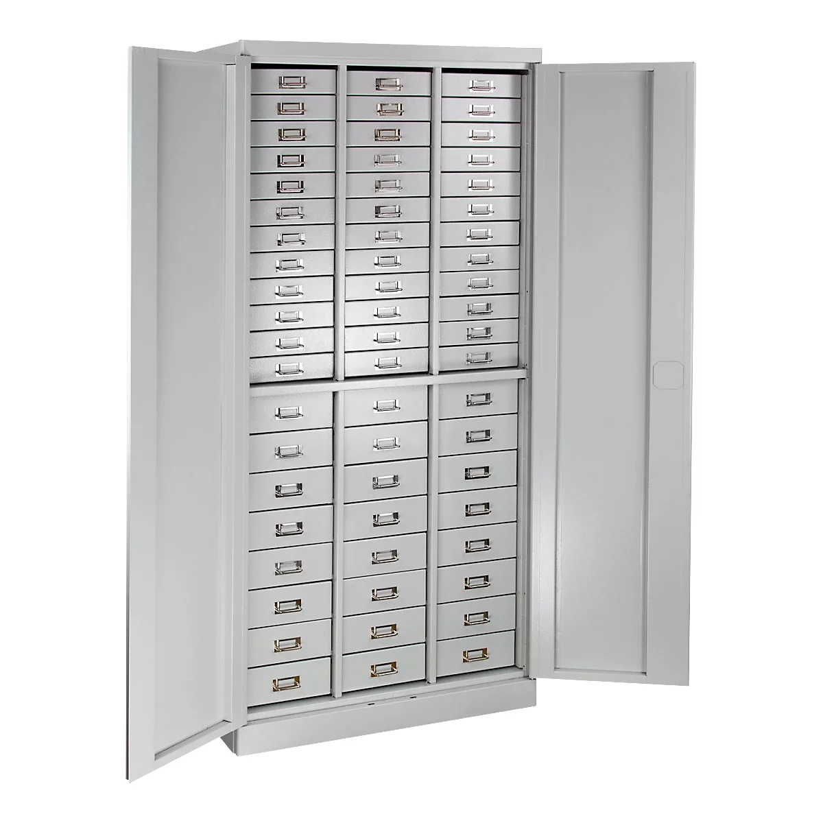 ADB ladekast, 60 laden, cilinderslot, 2-punts vergrendeling, B 800 x D 410 x H 1790 mm, lichtgrijs RAL 7035