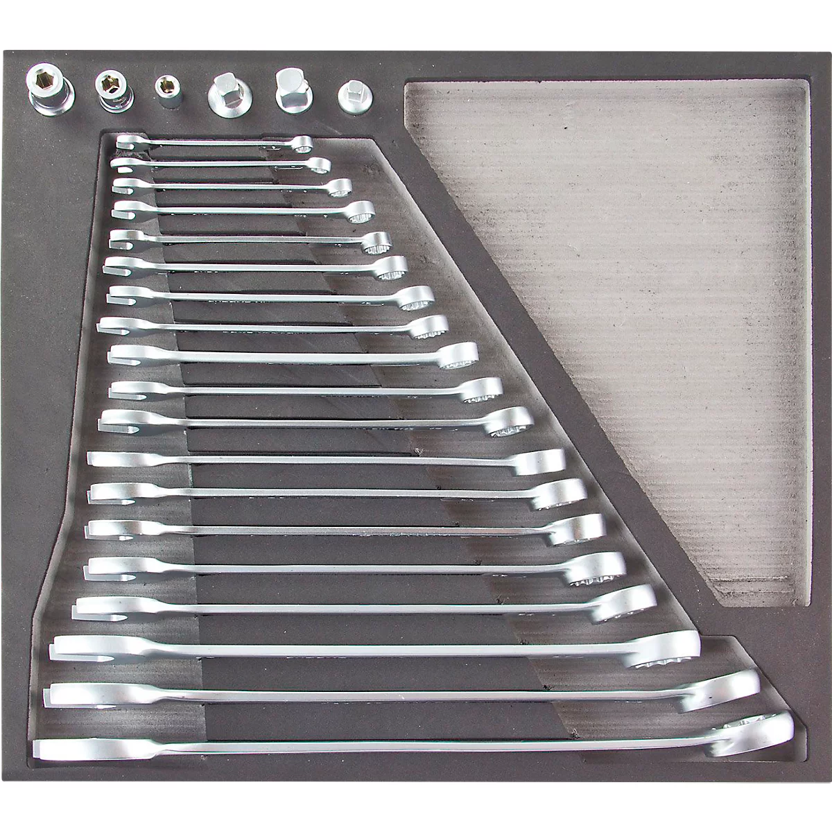 ADB steeksleutelset, 25-delig, SW 6-32 mm, chroom vanadium, incl. schuimrubberen inzet, L 400 x B 380 x H 35 mm