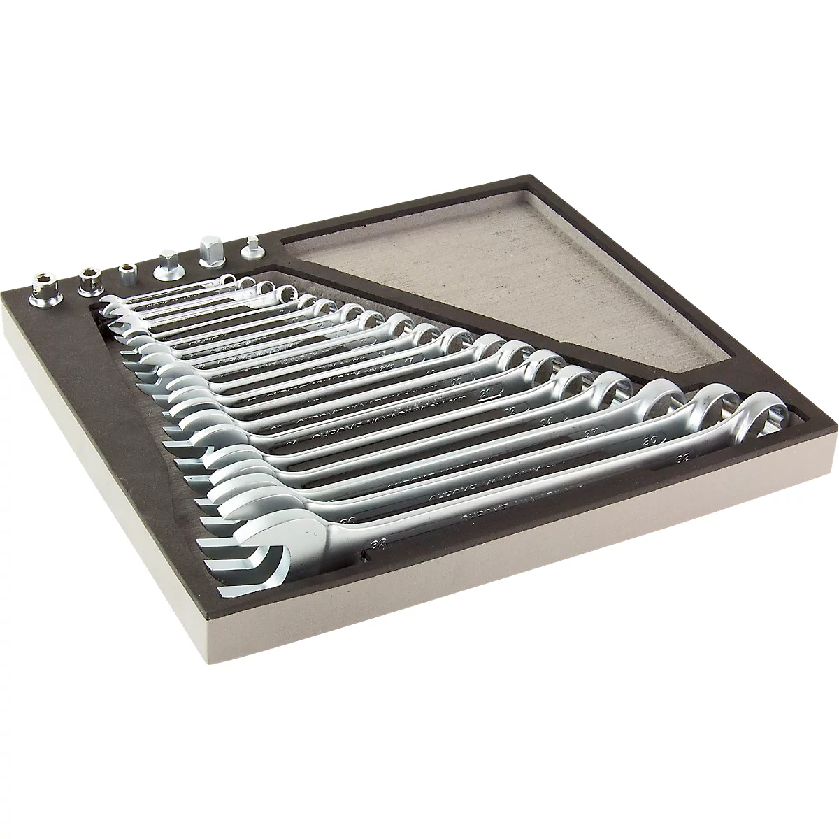 ADB steeksleutelset, 25-delig, SW 6-32 mm, chroom vanadium, incl. schuimrubberen inzet, L 400 x B 380 x H 35 mm