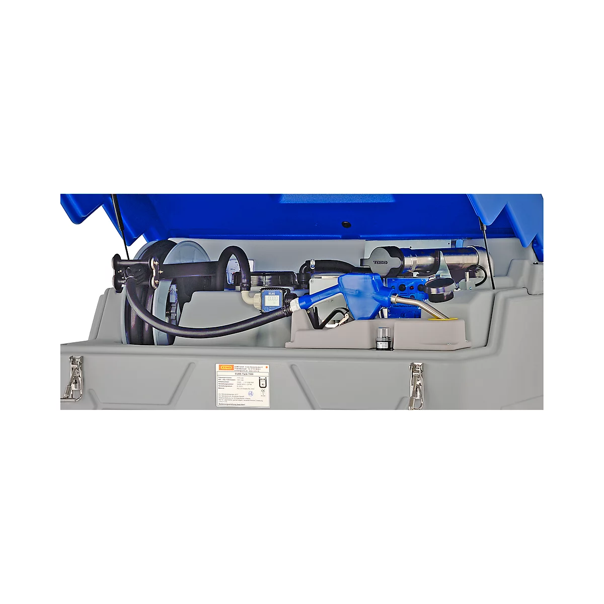 AdBlue-tank CUBE, Kant-en-klare installatie, versch. afmetingen, 2500 l, overvulbeveiliging, Elektrische pomp 230V