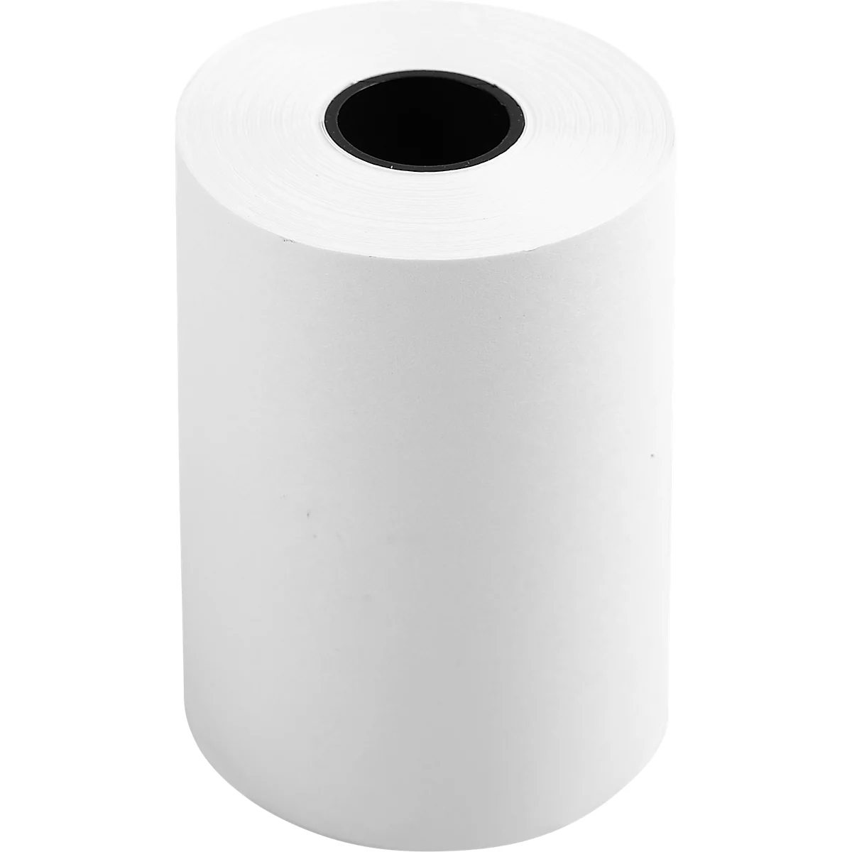 A roll of thermal paper against a white background. A black hole in the middle.