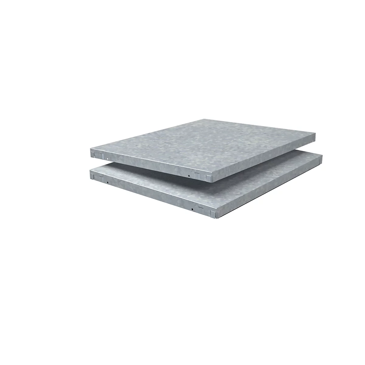 Two gray plates are lying on top of each other. The surface is slightly textured.
