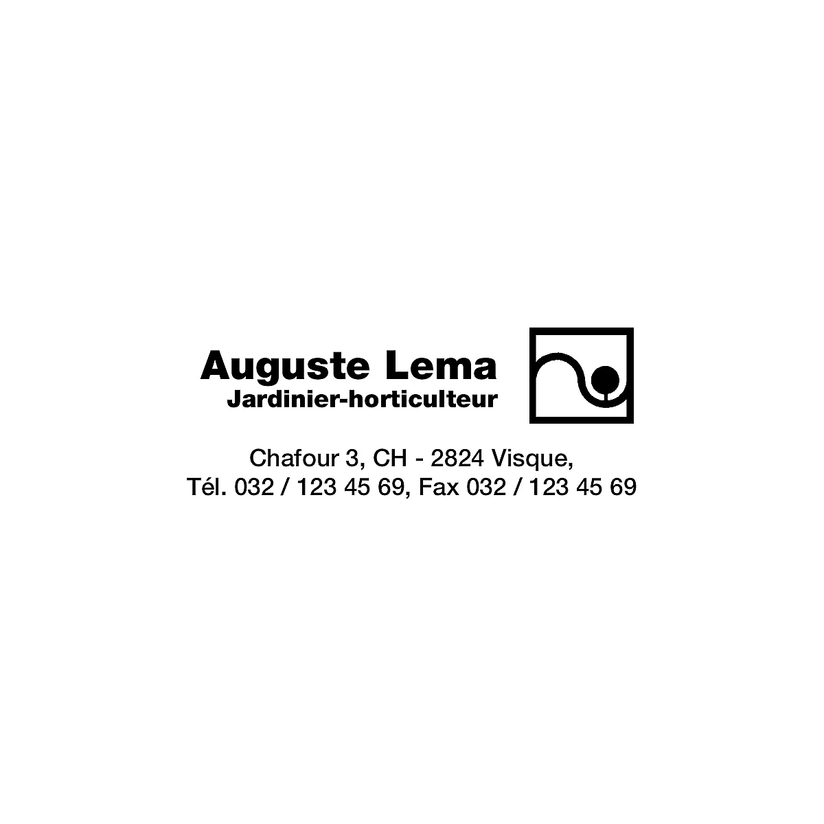 Business card of Auguste Lema, gardener-horticulturist. Name, address and contact information are provided.