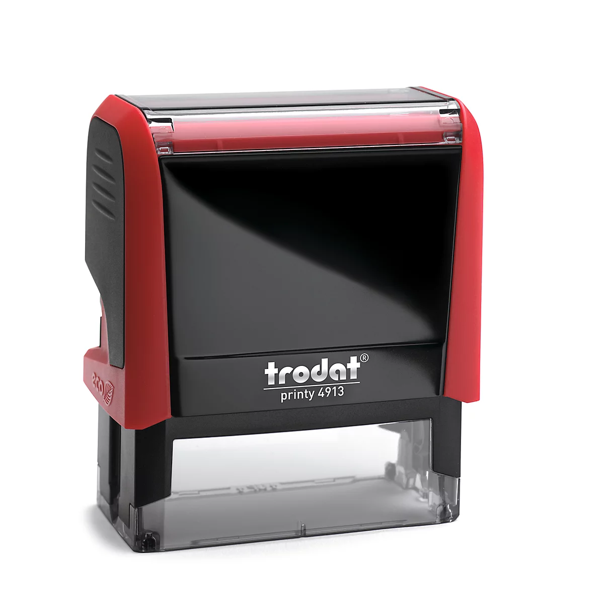 A red and black Trodat stamp, model printy 4913, on a white background.