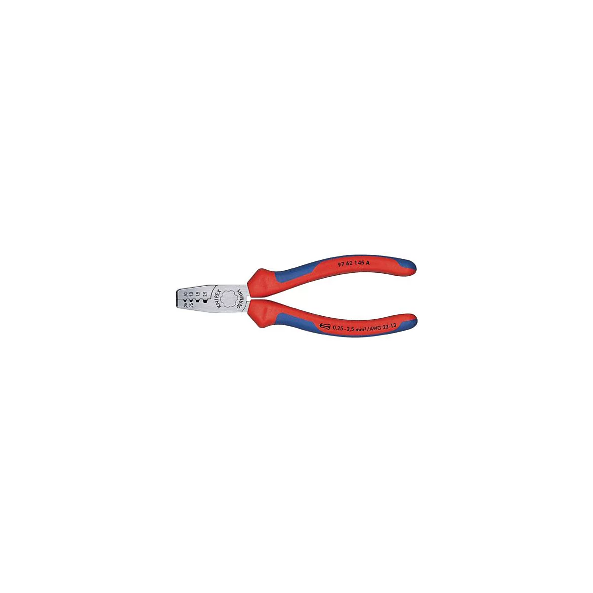 Adereindhulstang totaal l.145mm 0.25-2.5 (AWG 23-13) mm2