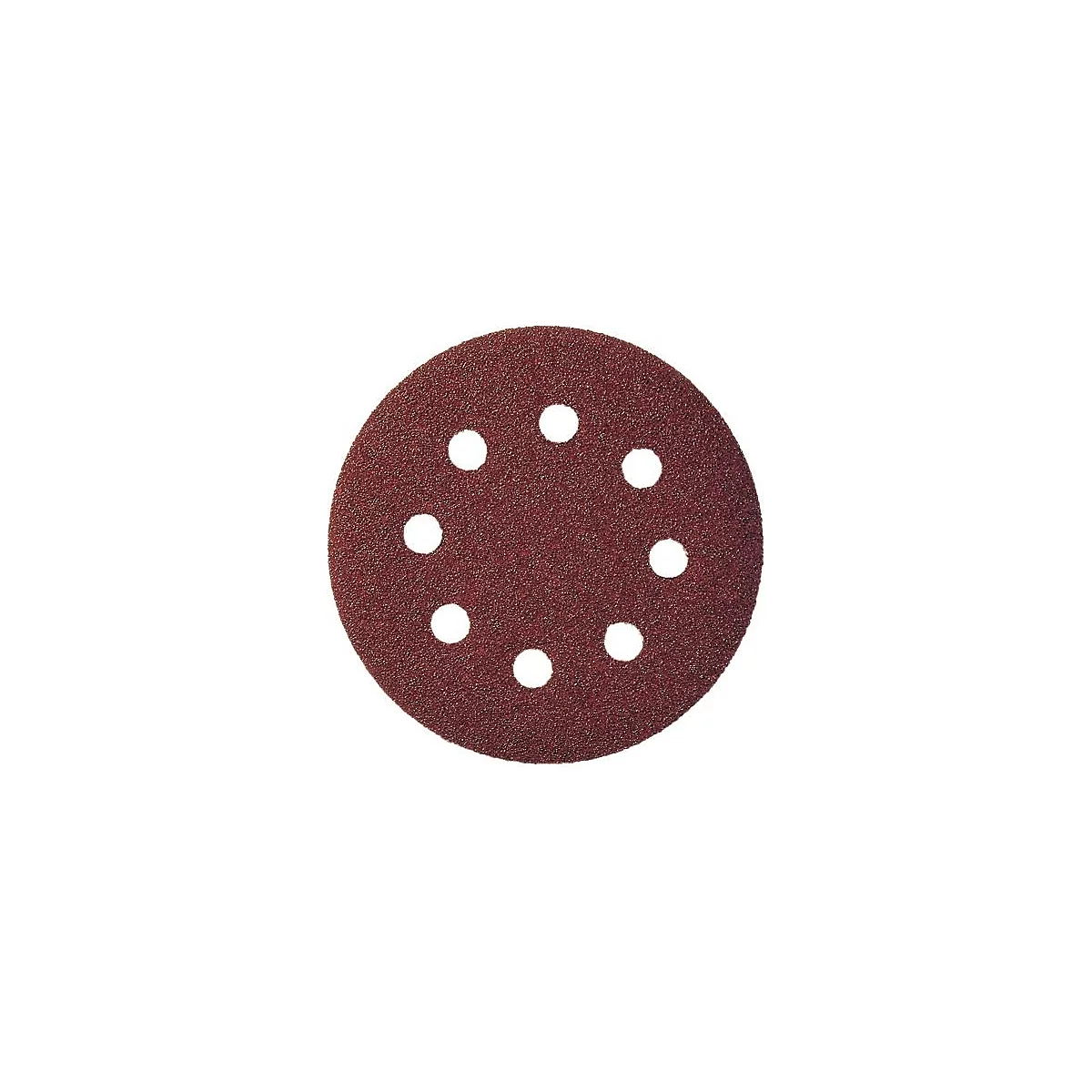 Round, brown sandpaper with white holes.