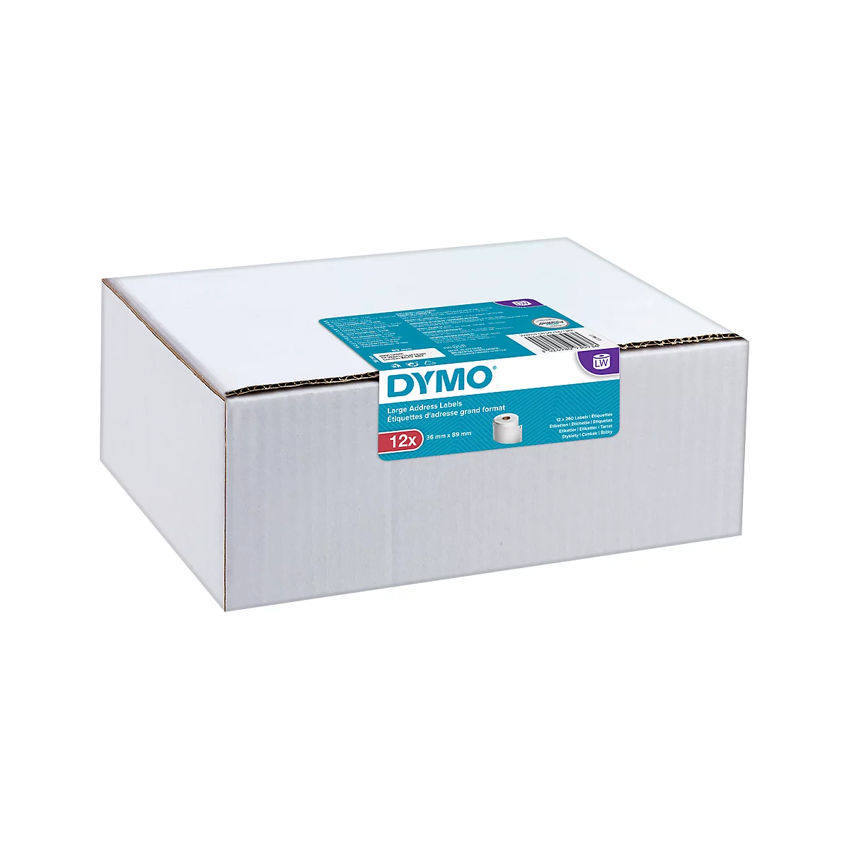 Adresetiketten, papier, permanent hechtend, 89 x 36 mm, 12 x 260 stuks, wit