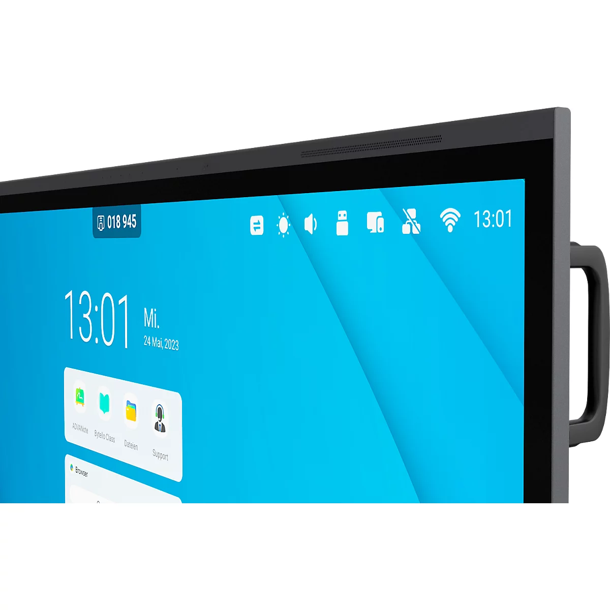 ADVANTOUCH PRO 3 business monitor, 65', IPS-paneel, 3840 x 2160 px, 4K UHD, 8 microfoons, 2 x 8 W/2 x 18 W, HDMI/USB/LAN/WiFi, zwart