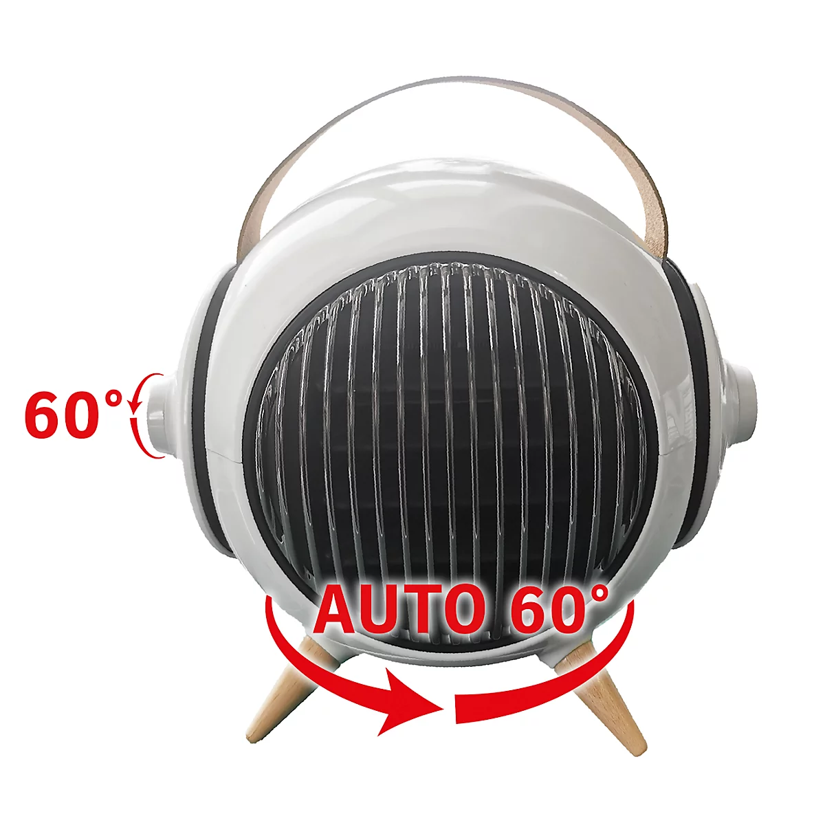 Aérotherme céramique LIMA, 1200 W, 2 niveaux de chauffage &amp; 1 niveau de ventilation, oscillation horizontale automatique &amp; oscillation verticale manuelle, protection contre la surchauffe &amp; le basculement, brun-blanc