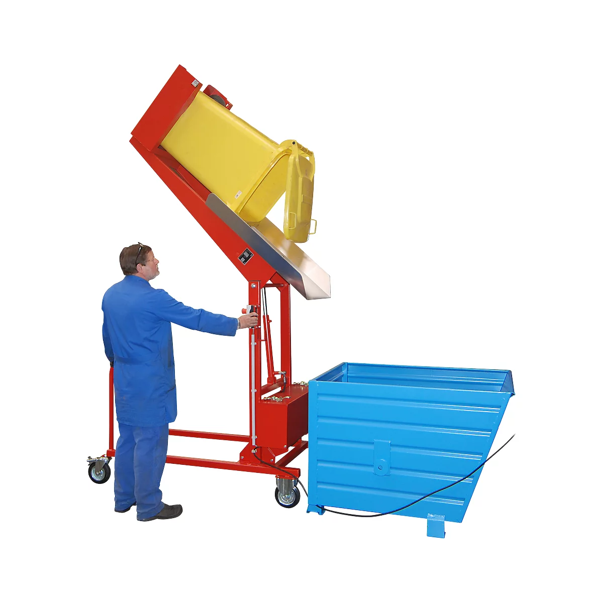 Afval container station kiepstation MKS-F, electrohydraulisch 230 V, oranje RAL 2000