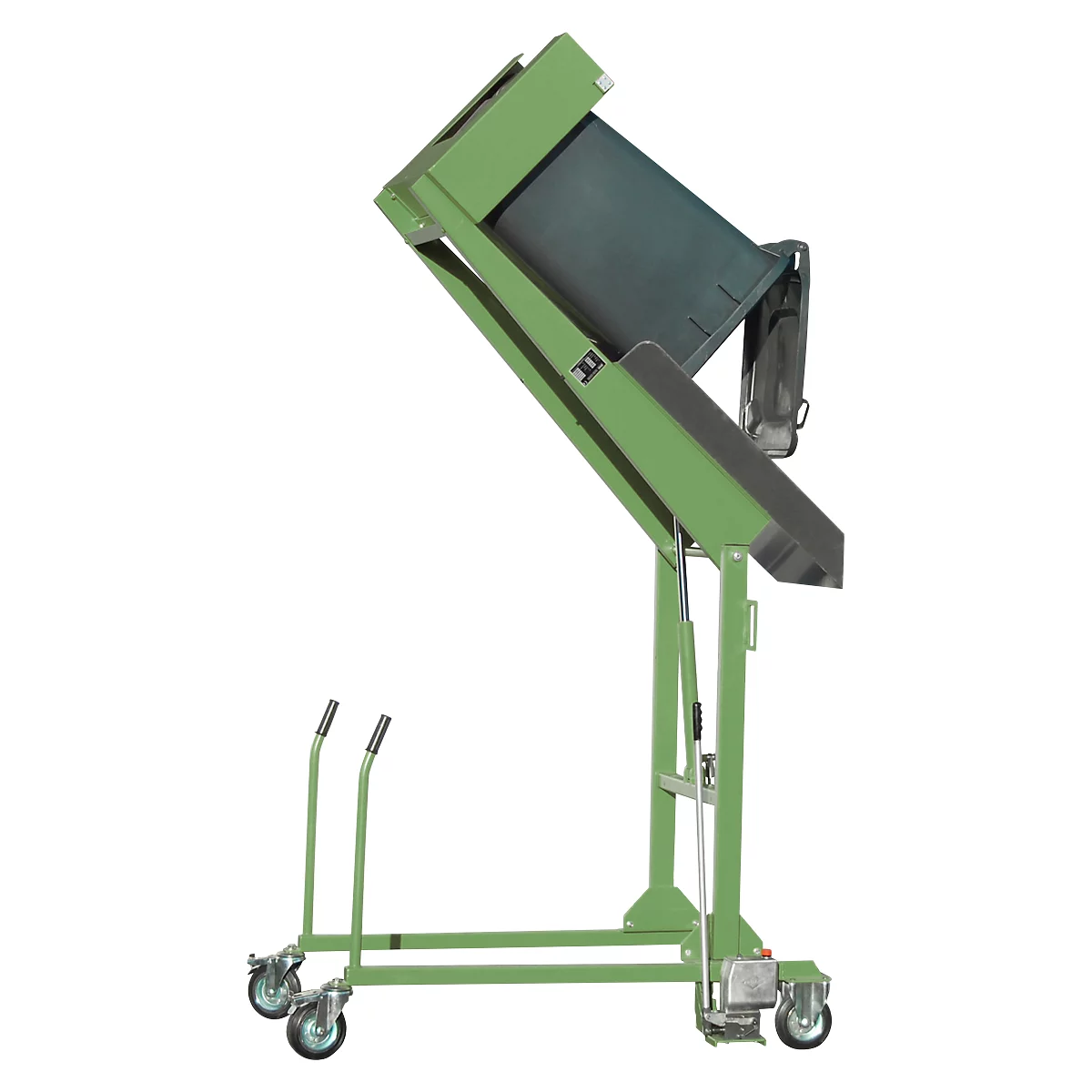 Afval container station kiepstation MKS-H, handpomp, groen RAL 6011