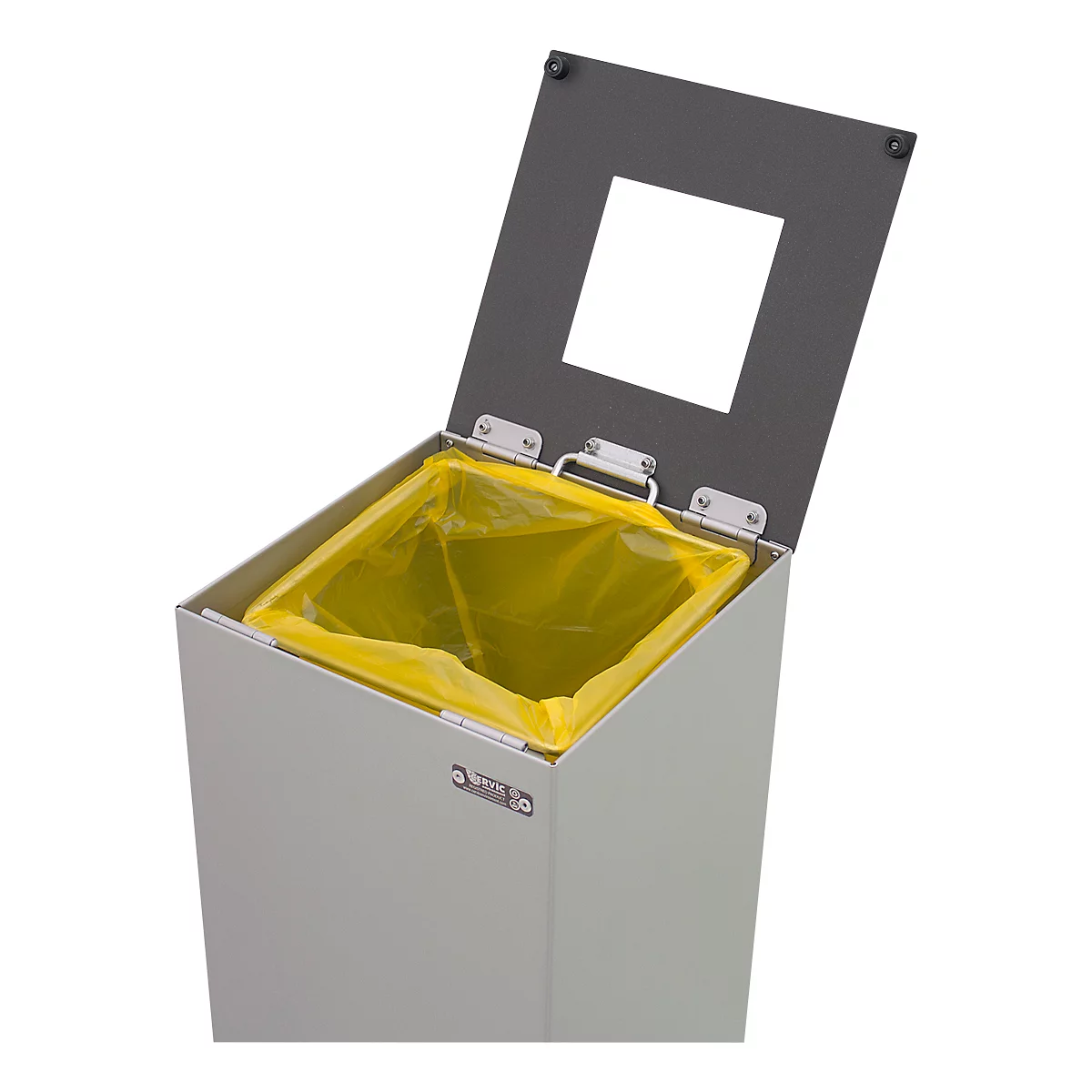 Afvalbak Alicante, 45 l, zelfblussend, wit/aluminium