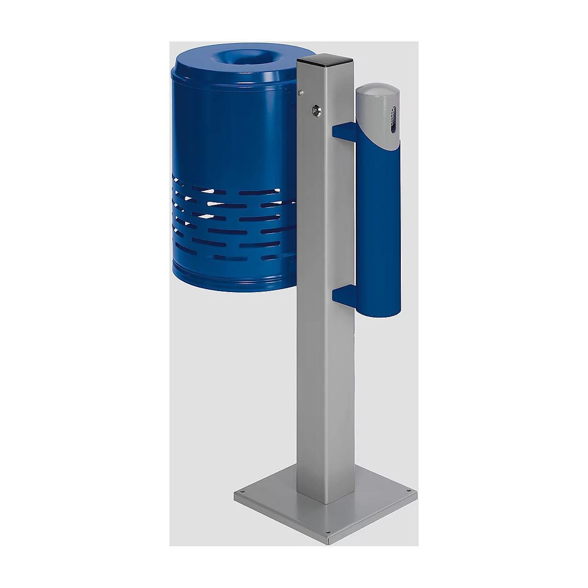 Afvalbak/asbak-combinatie, gentiaanblauw/gentiaanblauw/zilver