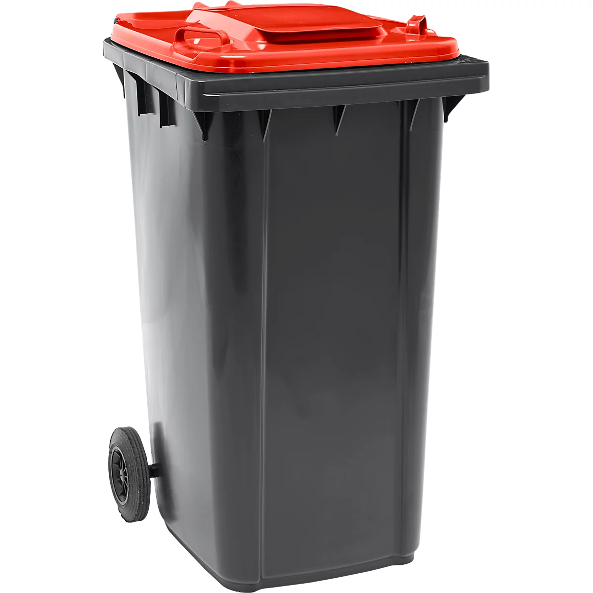Afvalbak GMT eXtra - 90 % gerecycled kunststof - 240 l - EN 840 - voorbereid voor chiphouder - zwart – deksel rood - merk SSI Schäfer