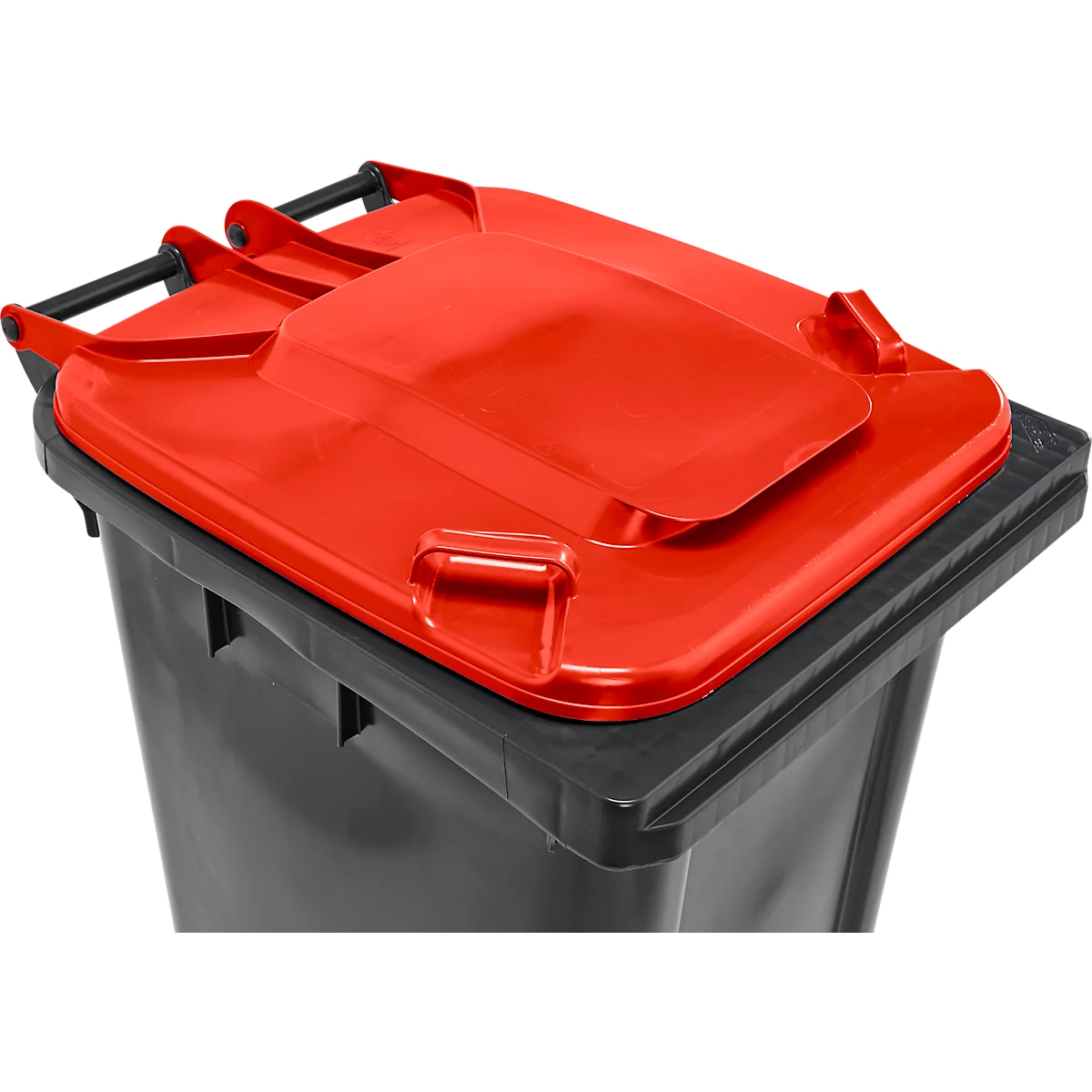 Afvalbak GMT eXtra - 90 % gerecycled kunststof - 240 l - EN 840 - voorbereid voor chiphouder - zwart – deksel rood - merk SSI Schäfer