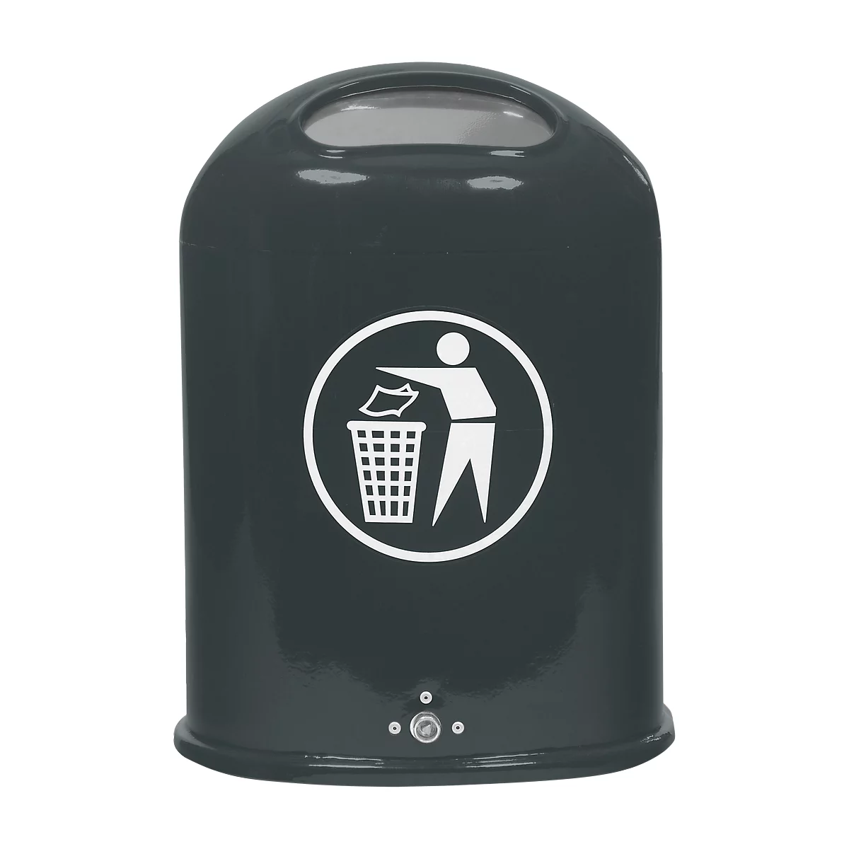Afvalbak ovaal, 45 liter, met zelfsluitende rvs-klep, antraciet/glans