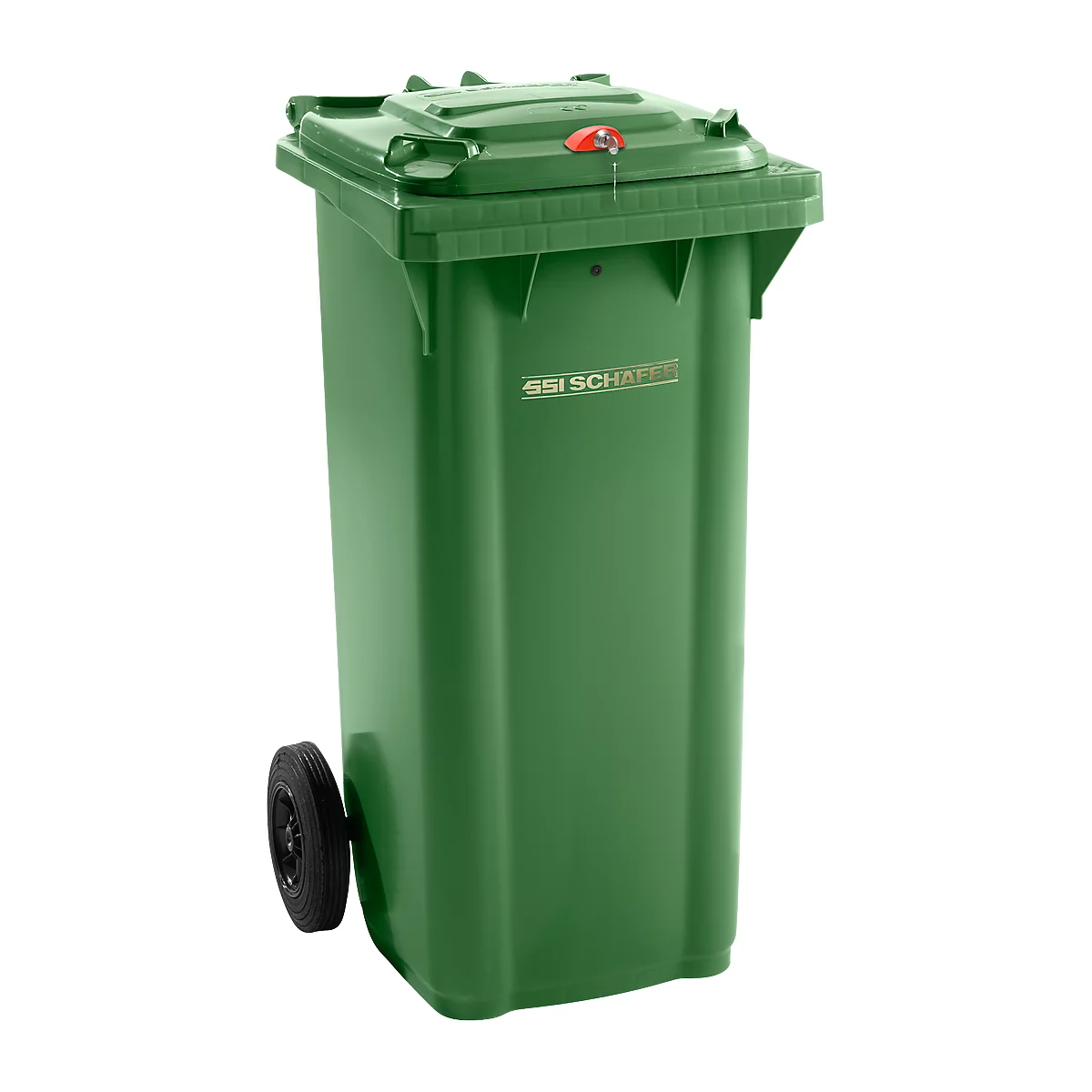 Afvalcontainer GMT, 120 liter, met cilinderslot, groen