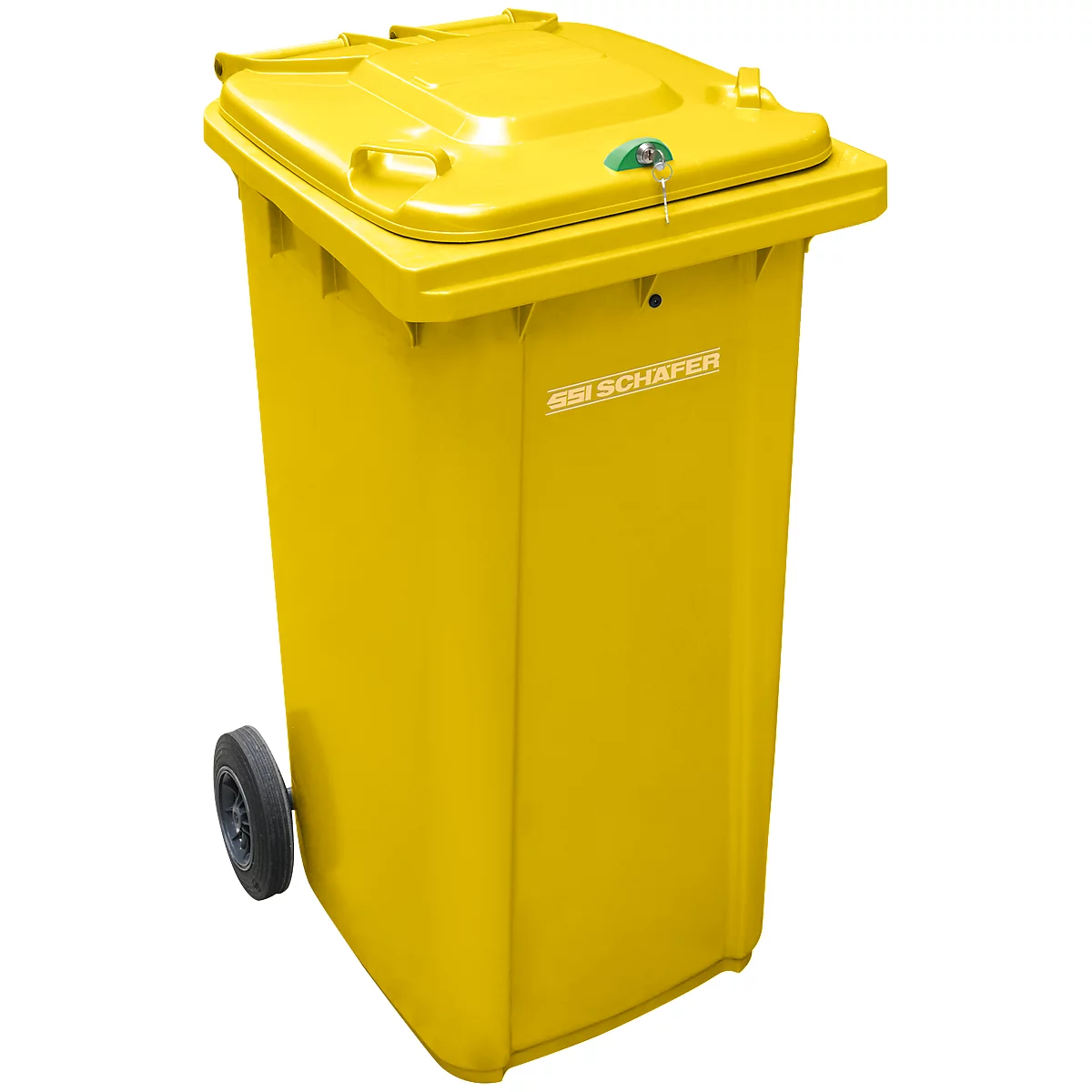 Afvalcontainer GMT, 240 liter, met cilinderslot, geel