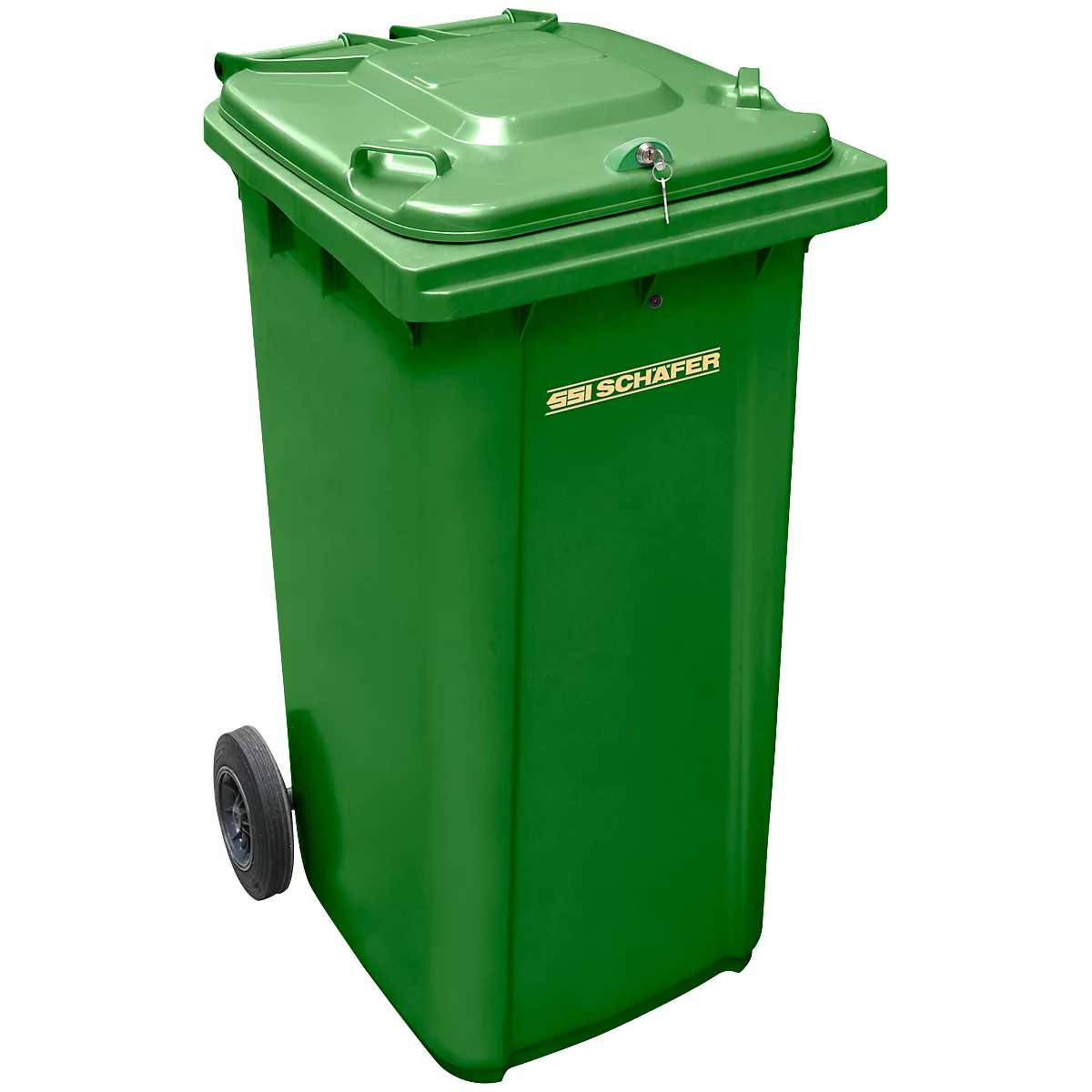 Afvalcontainer GMT, 240 liter, met cilinderslot, groen