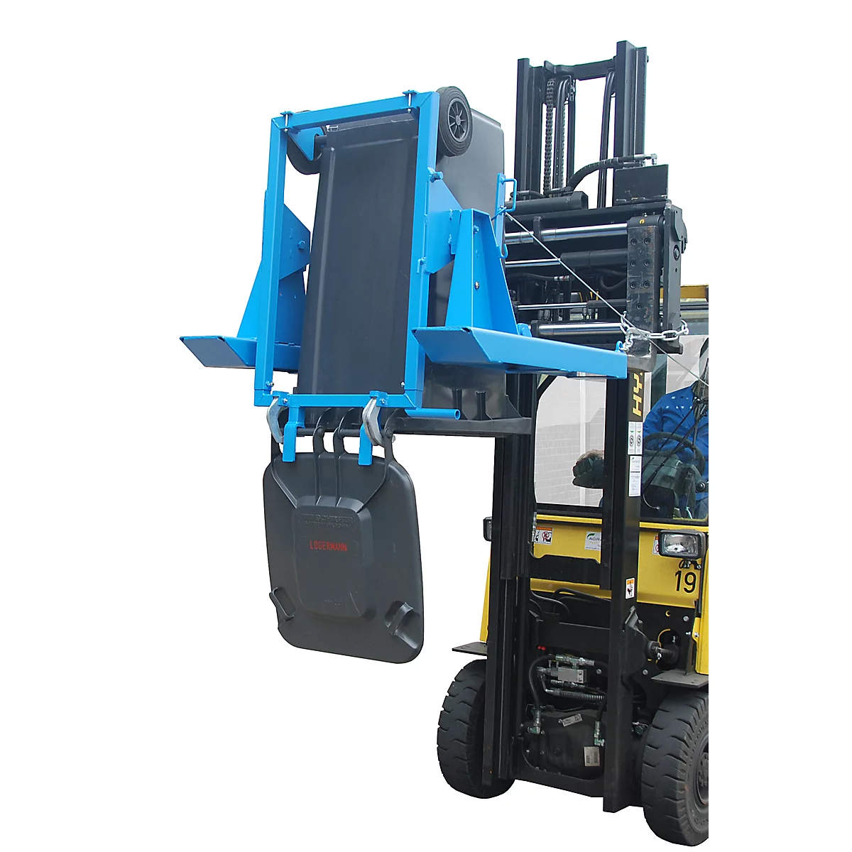 Afvalcontainerkieper MK 240, blauw gelakt