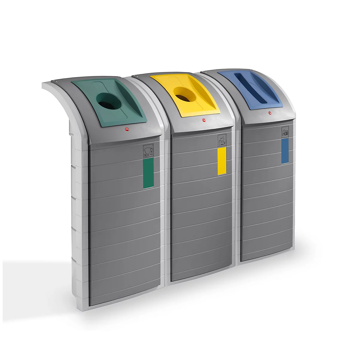 Afvalsorteersysteem Hailo ProfiLine WSB Design Plus XXXL, ABS, grijs, 120 l, met 3 binnenemmers in verschillende kleuren